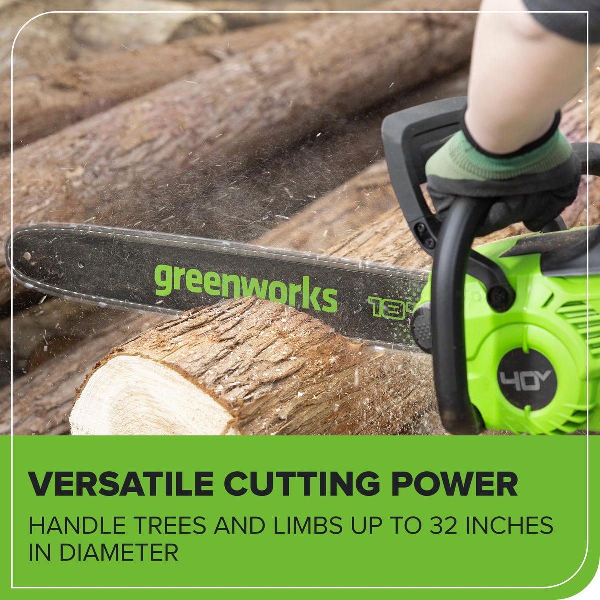 Close-up of Greenworks brushless motor delivering efficient power.