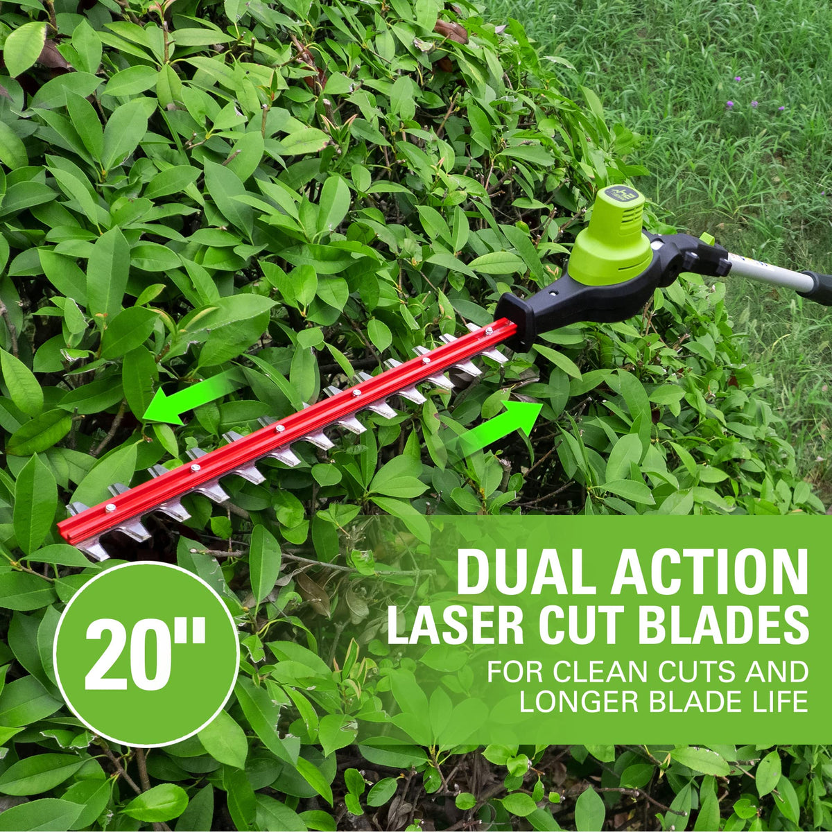 Greenworks brushless motor delivers more torque and longer runtime.