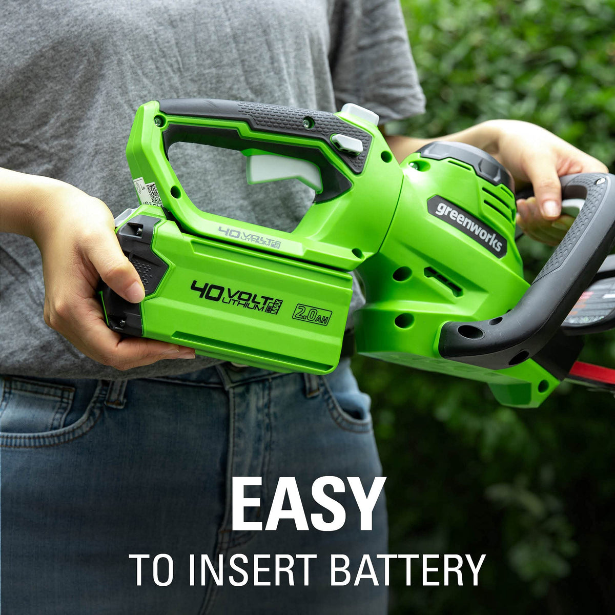 Greenworks cordless trimming footage for hedge maintenance without cords.