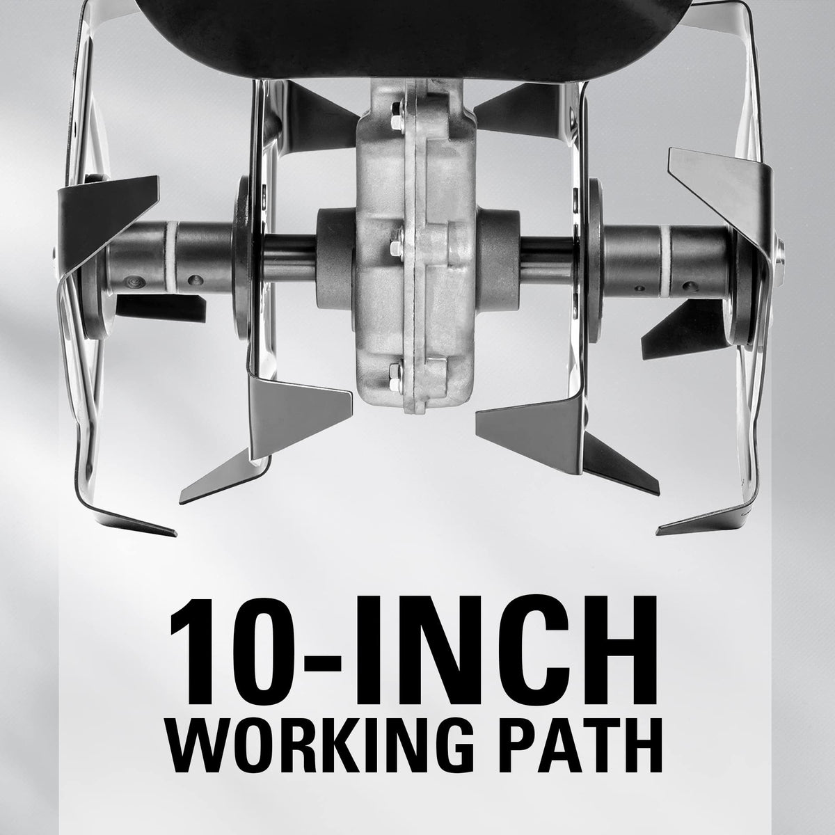 Greenworks cultivator attachment with tool-less adjustment