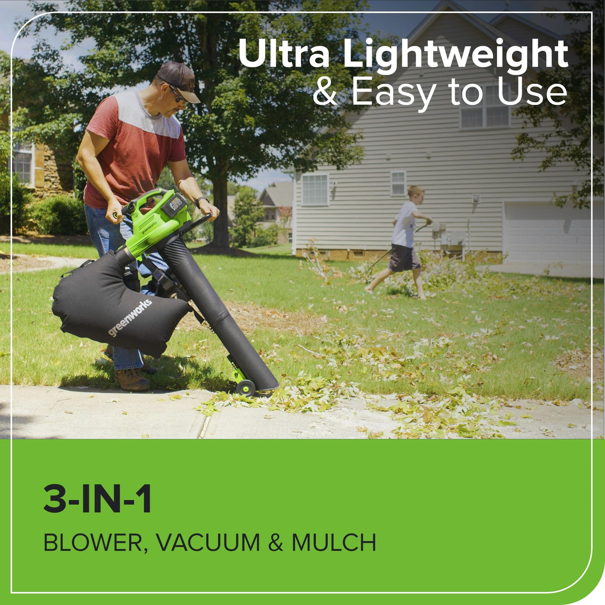 Greenworks dual 4Ah batteries setup supports continuous operation.