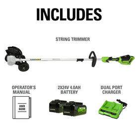 Greenworks 4Ah batteries power extended cordless edging sessions.
