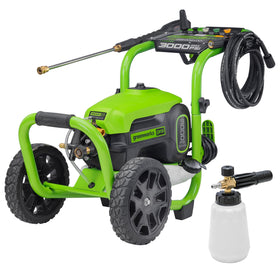 Greenworks foam cannon demonstrates even soap coverage on surfaces