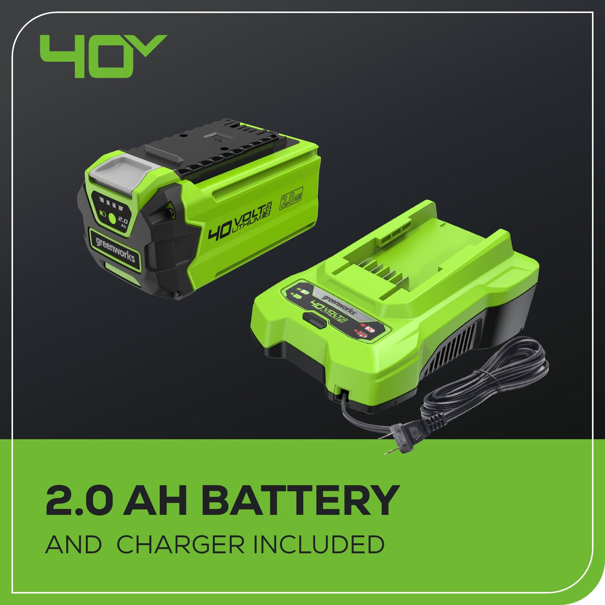 Greenworks maintenance-free, emissions-free operation for cleaner outdoor work.