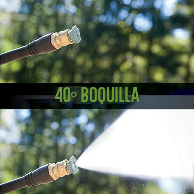 Greenworks nozzle tips with soap mode for foaming cleaner application.