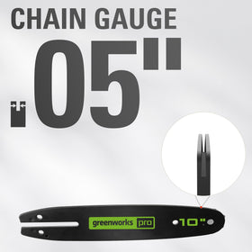 Greenworks pole saw chain 1-4 pitch optimized for clean, fast cutting.