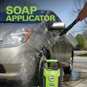 Greenworks soap applicator with detergent bottle included for even soaping