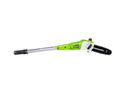 Greenworks PS40A00 8-inch pole saw head for overhead limb trimming.