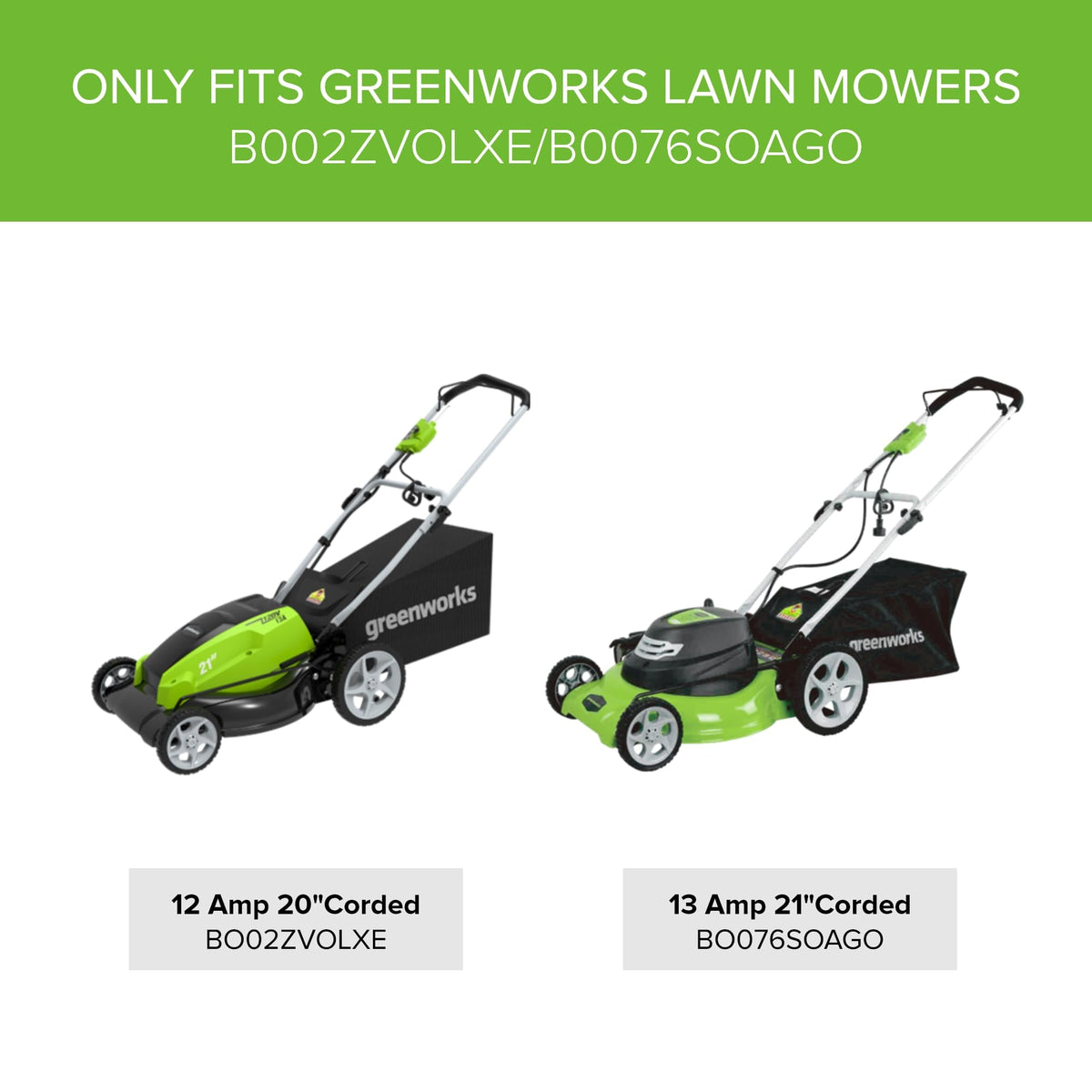 Greenworks replacement blade side profile highlighting durable, one-piece steel construction.