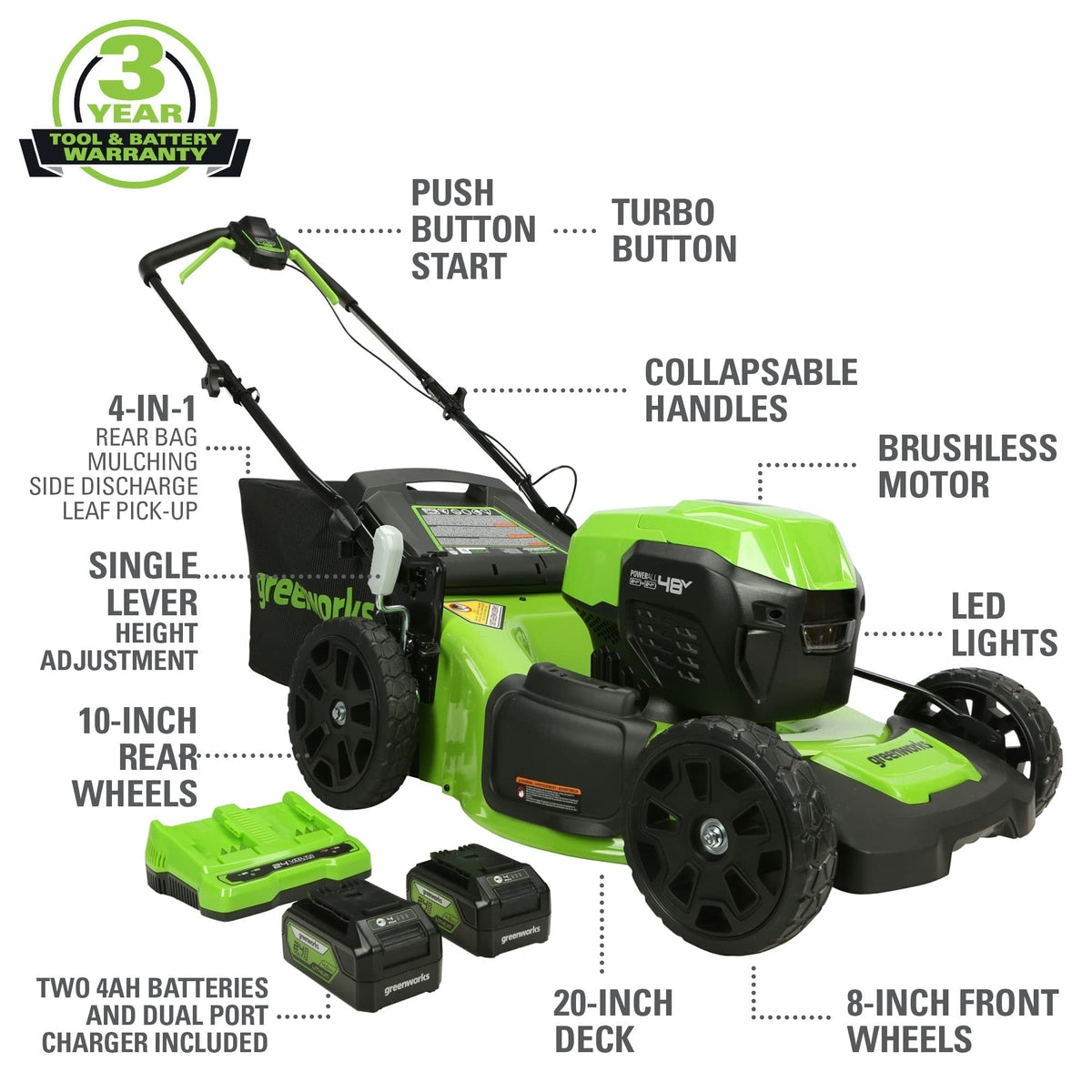 Greenworks 12-inch trimmer with 3-piece shaft for easy reach