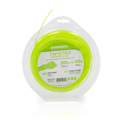 Greenworks trimmer line 100 ft spool, 0.080-inch diameter, universal compatibility.