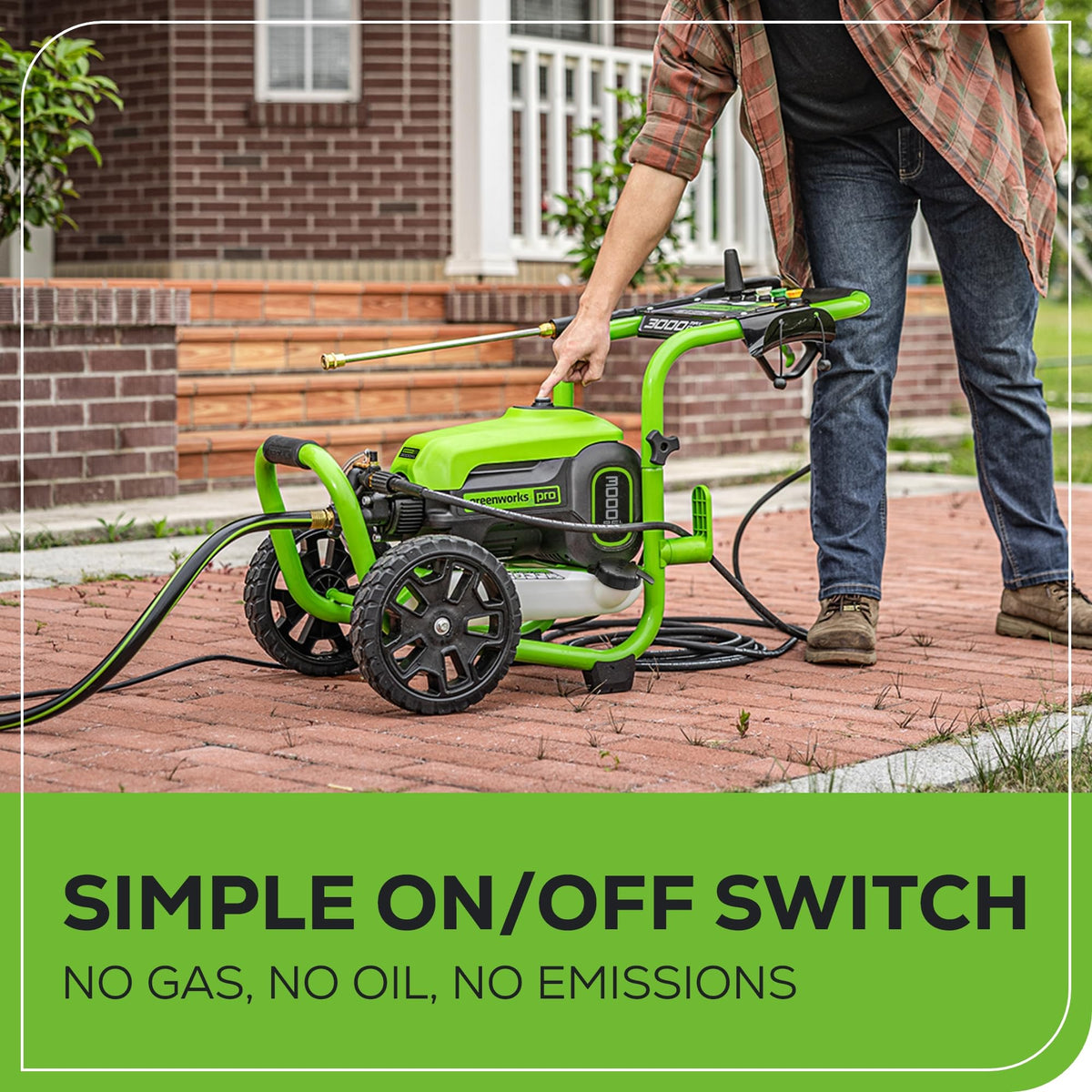 Greenworks truBrushless motor powers strong cleaning on tough grime