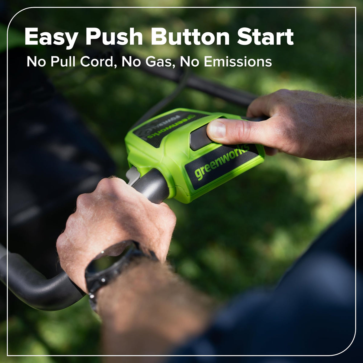 Greenworks two 4.0Ah batteries powering cordless mowing sessions