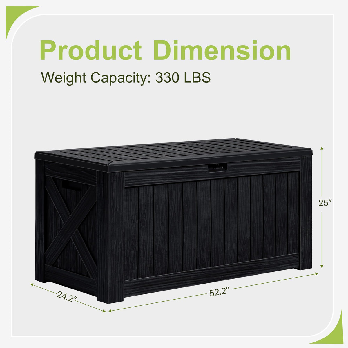Greesum 120-gallon storage box with easy assembly and side handles.