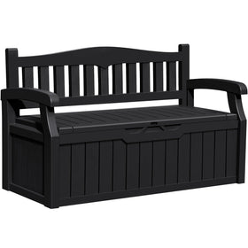 Greesum 80-gallon storage bench with lid open, showing ample hidden storage