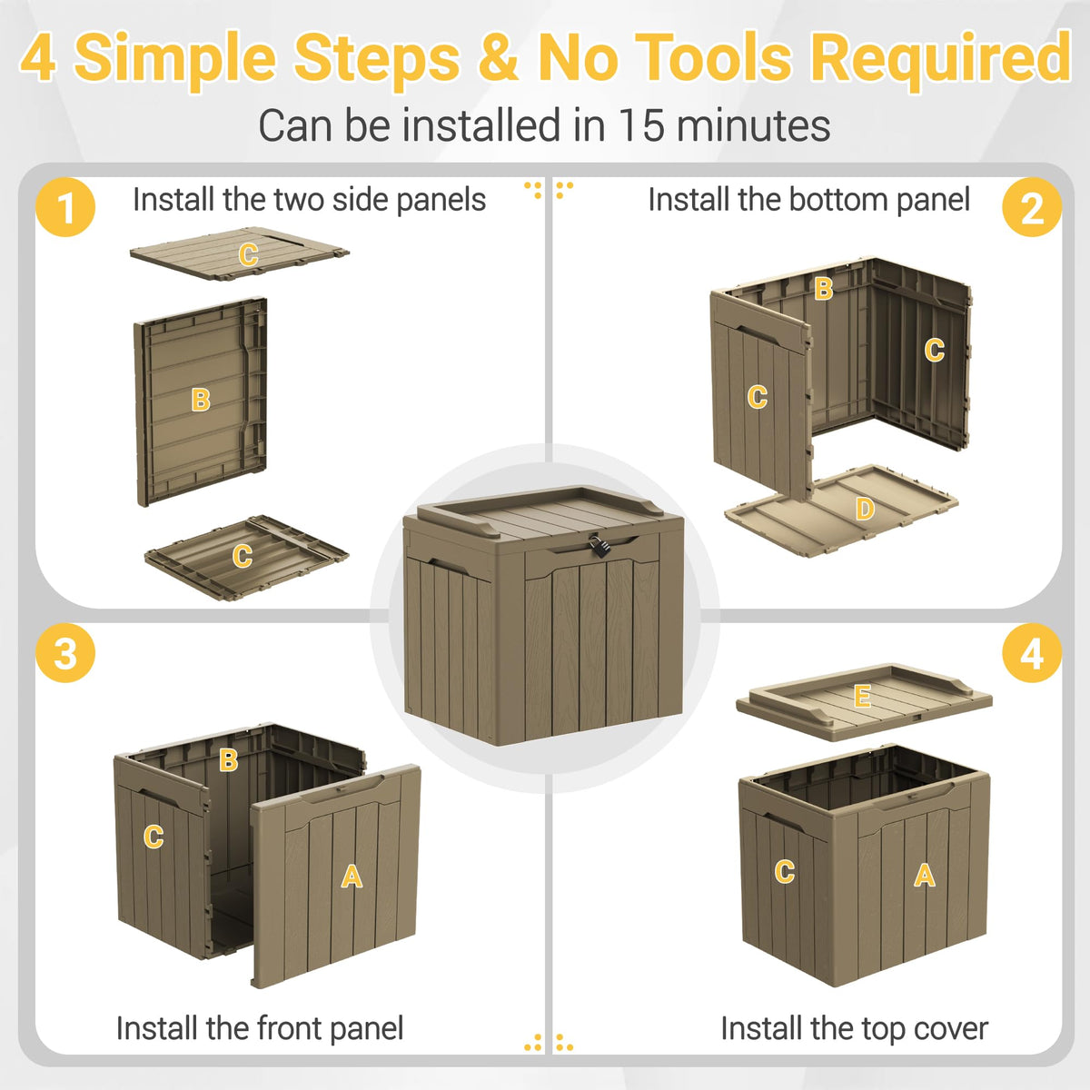 Greesum deck box comes with an installation manual for DIY setup.