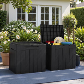 Greesum deck box side handles for easy lifting and relocation.