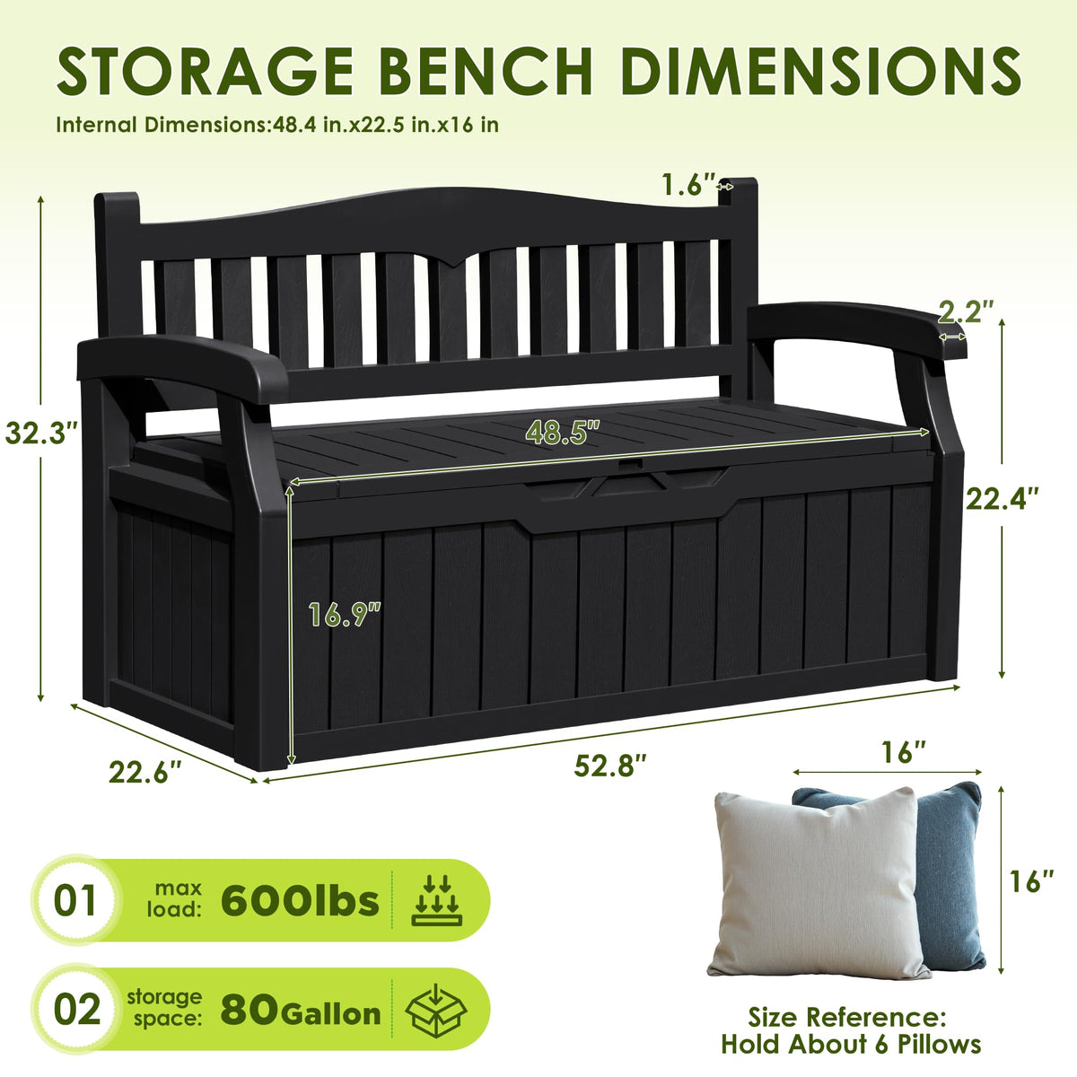 Greesum large-capacity storage bench doubles as seating on patios