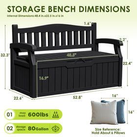 Greesum large-capacity storage bench doubles as seating on patios