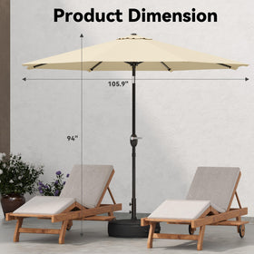 Greesum beige market table parasol for stylish outdoor dining shade.