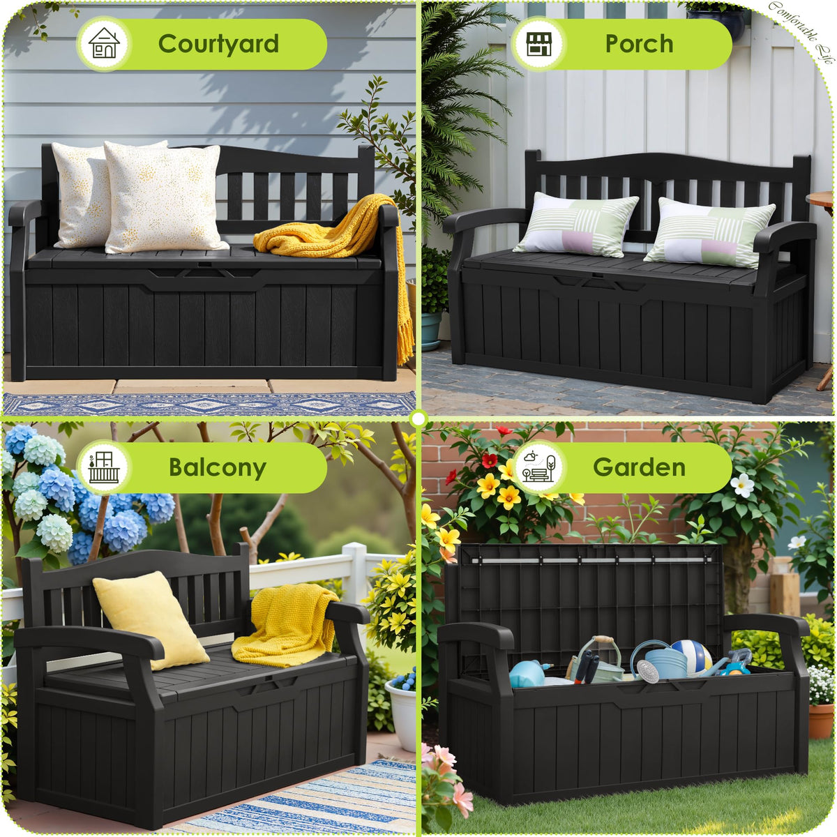 Greesum modern deck box design complements outdoor spaces