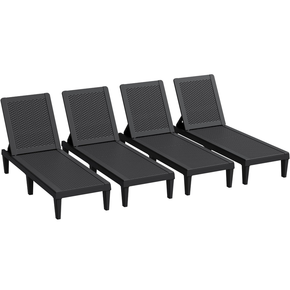 Greesum outdoor chaise lounge set of 4 with 5-position backrest for customized comfort.