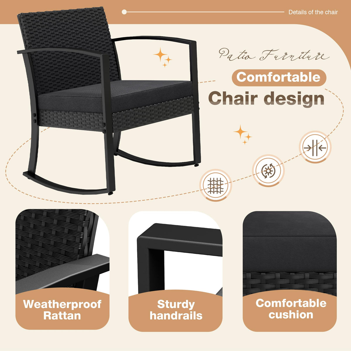 Greesum compact set fits small spaces while inviting cozy conversations.