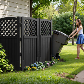 Greesum four-panel fence features durable materials for weather resistance.