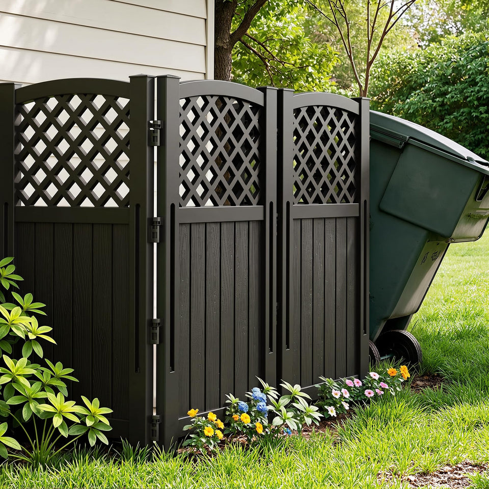 Greesum Outdoor Privacy Screen four-panel setup enables quick installation.