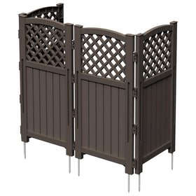 Greesum outdoor privacy screen four-panel setup conceals clutter and improves curb appeal.