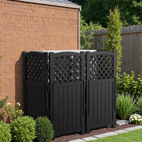 Greesum privacy screen doubles as a pet-safe yard barrier.