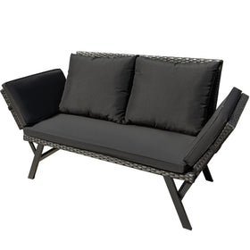 Greesum outdoor sofa bed in rattan for versatile lounging by the yard