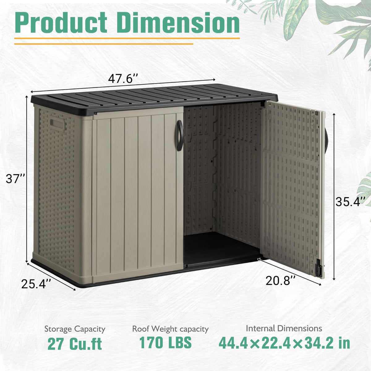 Greesum storage shed left side highlighting compact footprint for patios and backyards