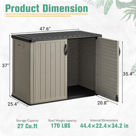 Greesum storage shed left side highlighting compact footprint for patios and backyards