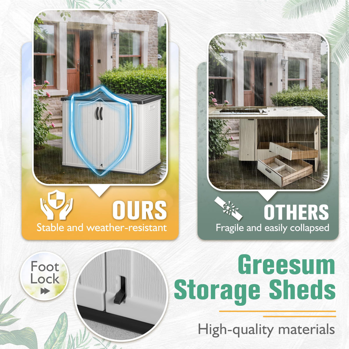 Greesum durable resin material resisting weather and UV for long-term use