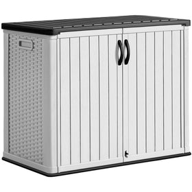 Greesum 27cuft outdoor storage shed front view showing spacious capacity for garden gear