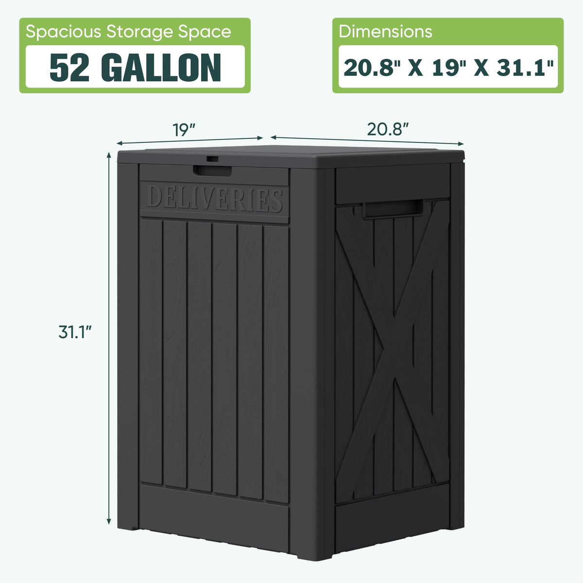 Greesum interior provides 48 gallons of space for multiple items.