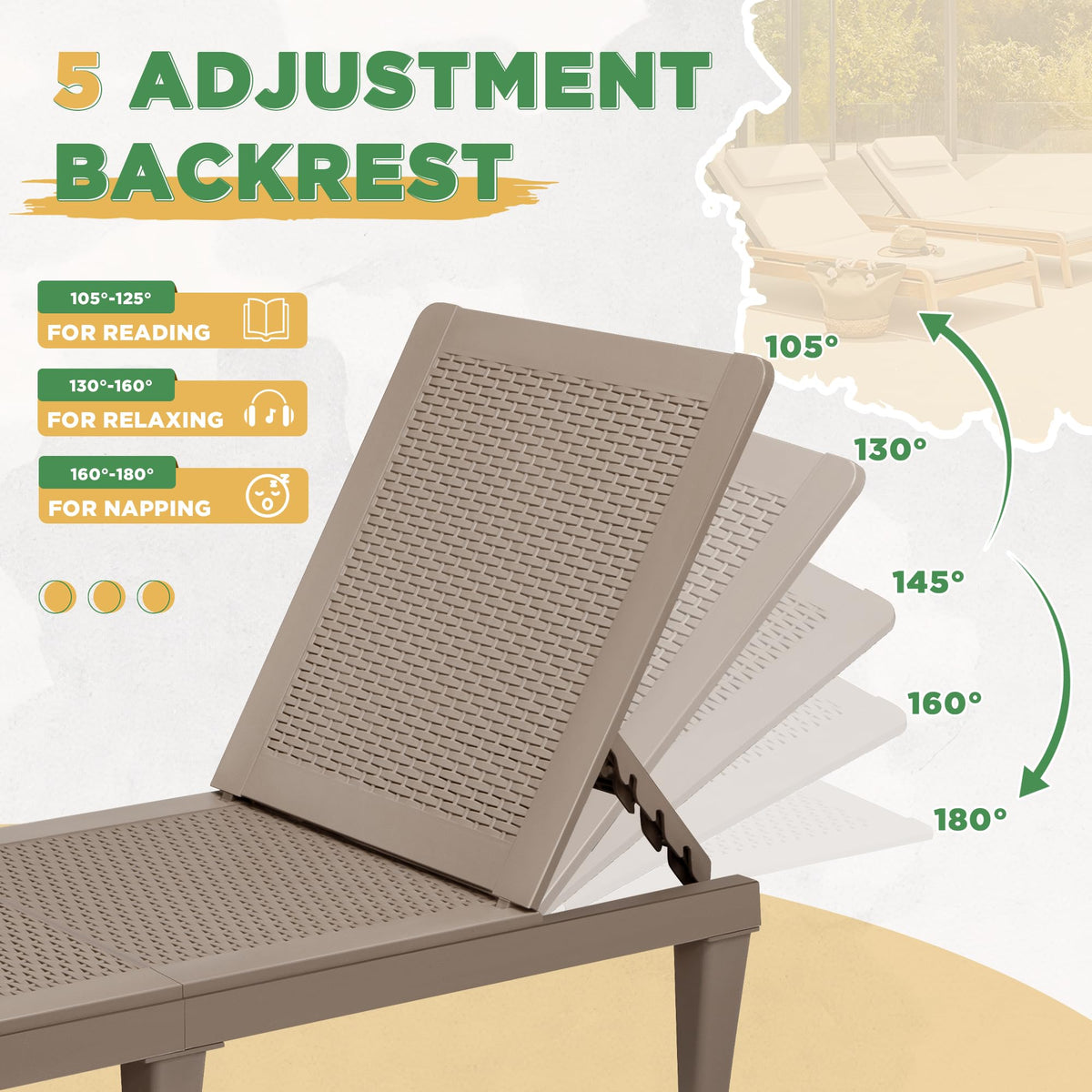 Greesum poolside and beach-ready loungers offer multi-scenario versatility.