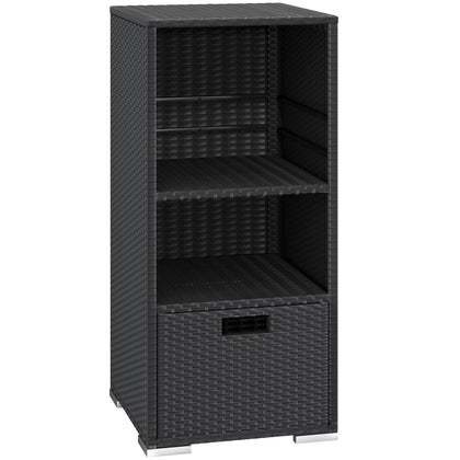 Greesum rattan storage shed with towel area for poolside organization