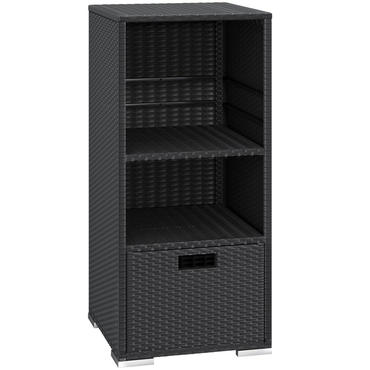 Greesum rattan storage shed with towel area for poolside organization