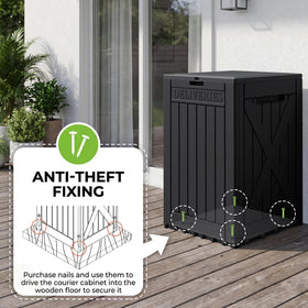 Greesum locked outdoor storage deters theft and protects tools.