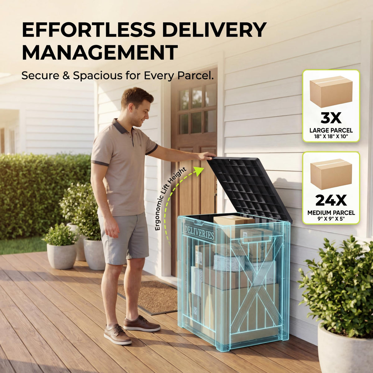 Greesum weatherproof seal keeps contents dry and protected.
