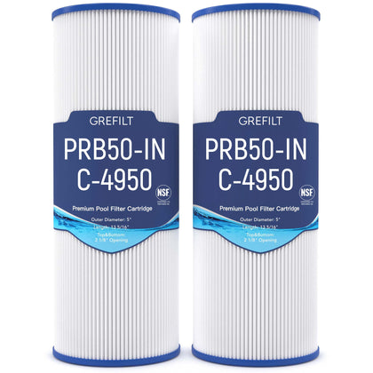 Grefilt C-4950 filter close-up shows robust core and trilobal filtration for clear spa water.