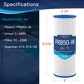 Grefilt C-4950 filter packaged image highlights a convenient 2-pack for ongoing spa care.