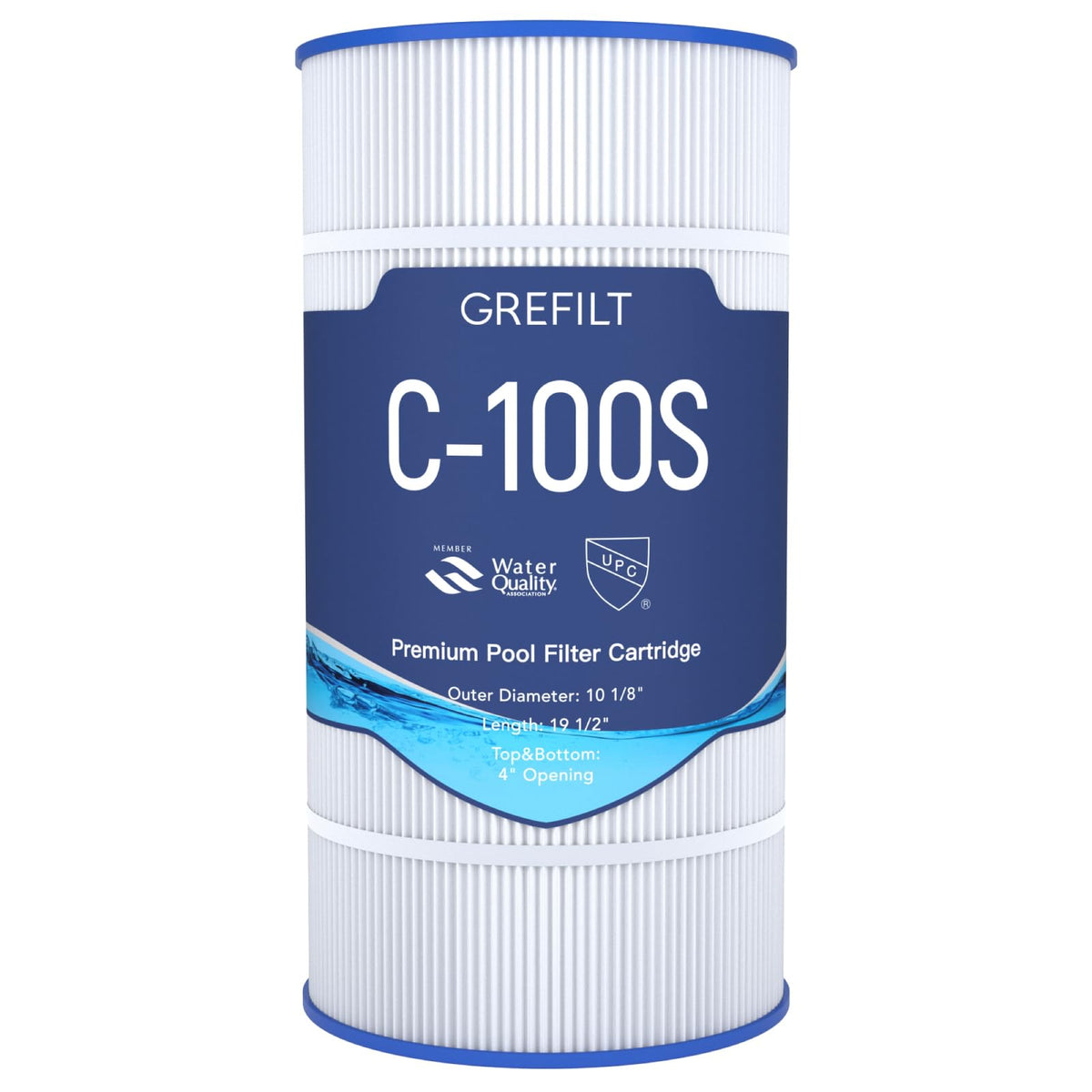 Grefilt C100S cartridge in use, compatible with Hayward SwimClear for clear pool water.