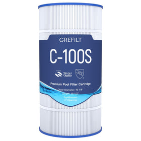 Grefilt C100S cartridge in use, compatible with Hayward SwimClear for clear pool water.