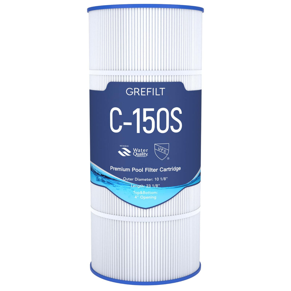 Grefilt C150S front view showing compatibility with Hayward SwimClear systems for easy pool care.