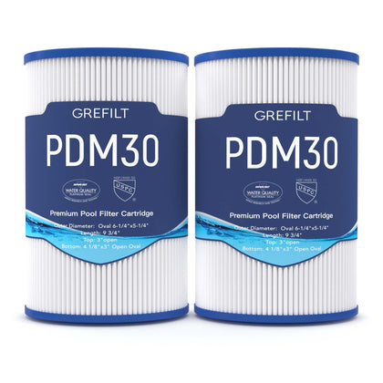 Grefilt oval filter for PDM30 spa maintains clear water with easy replacement