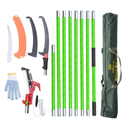 Grefinity manual pole saw extended to reach tall branches safely
