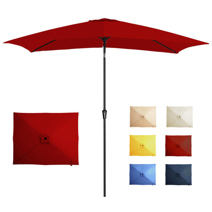 GREFORG 6-5x10ft rectangular umbrella canopy provides broad shade for outdoor dining.